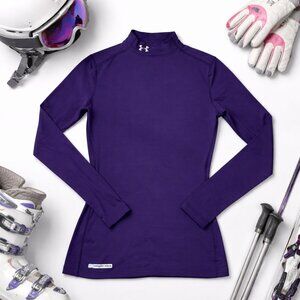 Under Armour ColdGear Mock Neck Compression Top Purple | Women’s Small